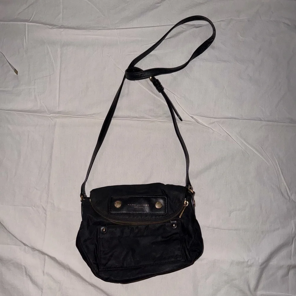 Marc Jacobs Black Nylon Crossbody with Gold Hardware